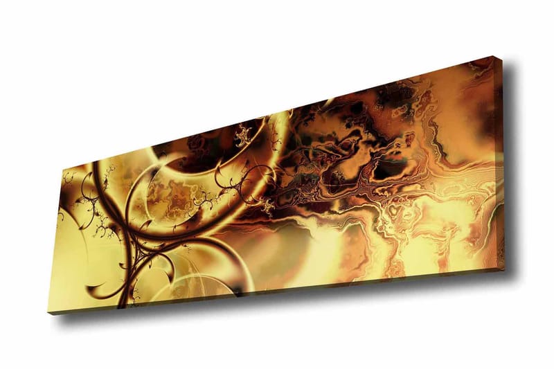 Canvas-taulu - Abstrakti sommitelma kultaisilla ja ruskeilla kuvioilla, Kulta / Tummanruskea