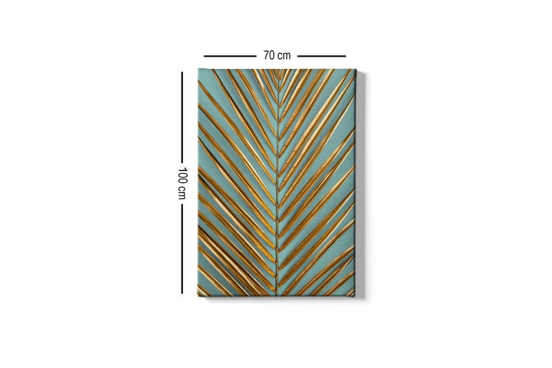 Canvas-taulu - Abstrakti sommitelma kultaisilla lehtien muodoilla - Kulta / Turkoosi - Sisustustuotteet - Taulu & taide - Canvas-taulu