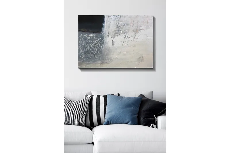 Canvas-taulu - Abstrakti sommitelma mustavalkoisilla elementeillä - Musta / Valkoinen / Harmaa - Sisustustuotteet - Taulu & taide - Canvas-taulu