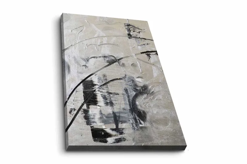 Canvas-taulu - Abstrakti sommitelma mustavalkoisilla viivoilla, Musta / Valkoinen / Harmaa