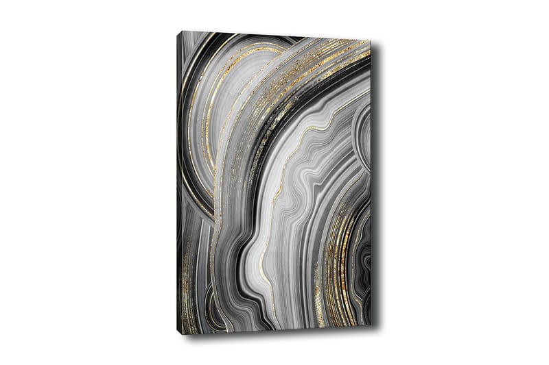 Canvas-taulu - Abstrakti sommitelma mustilla ja harmailla kuvioilla, Musta / Harmaa / Kulta