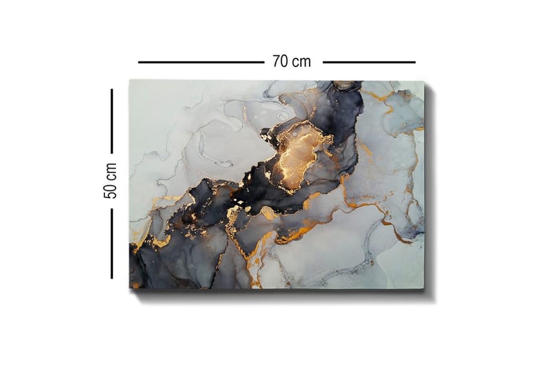 Canvas-taulu - Abstrakti sommitelma mustilla ja kultaisilla elementeillä - Musta / Kulta / Harmaa - Sisustustuotteet - Taulu & taide - Canvas-taulu