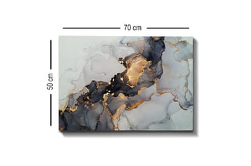 Canvas-taulu - Abstrakti sommitelma mustilla ja kultaisilla elementeillä - Musta / Kulta / Harmaa - Sisustustuotteet - Taulu & taide - Canvas-taulu