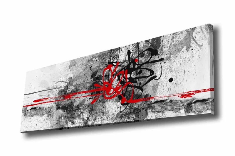 Canvas-taulu - Abstrakti sommitelma mustilla ja punaisilla viivoilla, Punainen / Musta / Harmaa