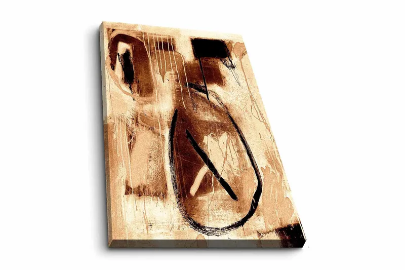 Canvas-taulu - Abstrakti sommitelma mustilla viivoilla ja ruskean sävyillä, Ruskea / Musta