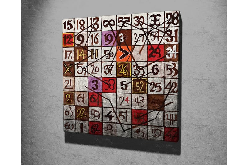 Canvas-taulu - Abstrakti sommitelma numeroilla ja viivoilla - Punainen / Ruskea / Valkoinen - Sisustustuotteet - Taulu & taide - Canvas-taulu