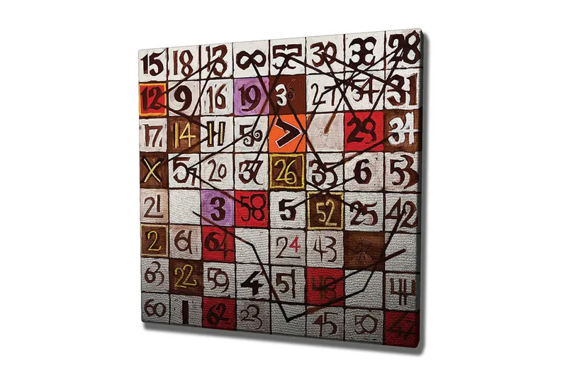 Canvas-taulu - Abstrakti sommitelma numeroilla ja viivoilla, Punainen / Ruskea / Valkoinen