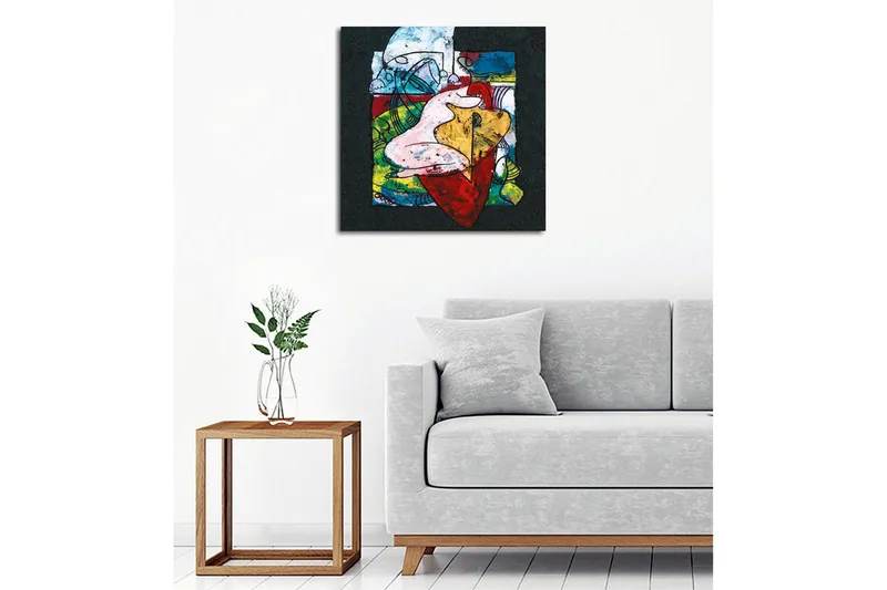 Canvas-taulu - Abstrakti sommitelma orgaanisilla muodoilla ja värikkäillä elementeillä - Punainen / Vihreä / Keltainen - Sisustustuotteet - Taulu & taide - Canvas-taulu