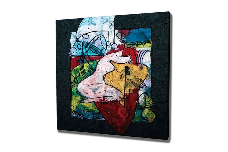 Canvas-taulu - Abstrakti sommitelma orgaanisilla muodoilla ja värikkäillä elementeillä, Punainen / Vihreä / Keltainen