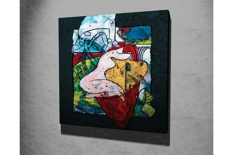 Canvas-taulu - Abstrakti sommitelma orgaanisilla muodoilla ja värikkäillä elementeillä - Punainen / Vihreä / Keltainen - Sisustustuotteet - Taulu & taide - Canvas-taulu