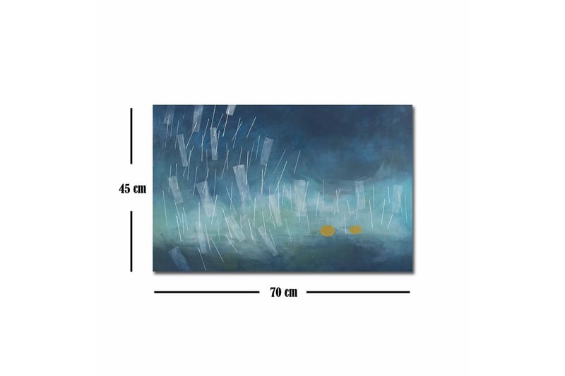 Canvas-taulu - Abstrakti sommitelma sadepisaroilla ja kultaisilla ympyröillä - Tummansininen / Vaaleansininen / Keltainen - Sisustustuotteet - Taulu & taide - Canvas-taulu