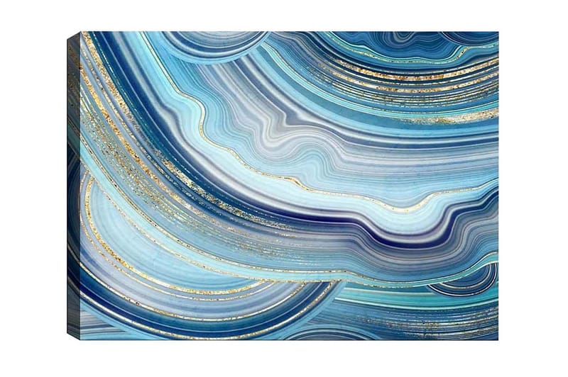 Canvas-taulu - Abstrakti sommitelma sinisillä aaltoviivoilla, Sininen / Turkoosi / Kulta