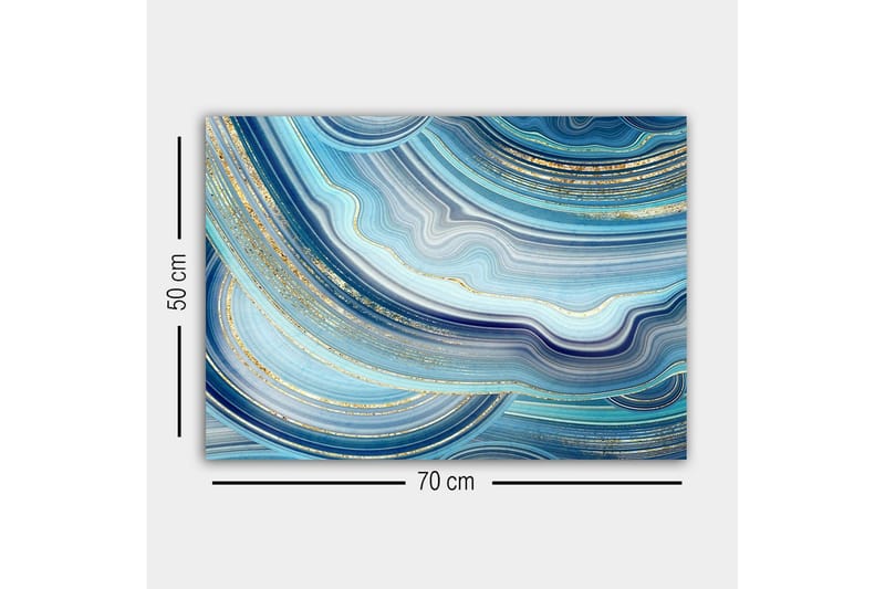 Canvas-taulu - Abstrakti sommitelma sinisillä aaltoviivoilla - Sininen / Turkoosi / Kulta - Sisustustuotteet - Taulu & taide - Canvas-taulu
