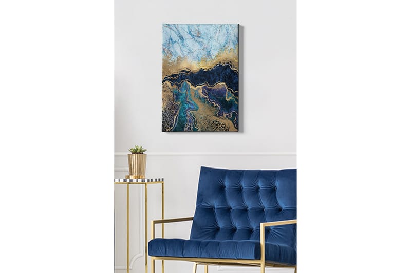 Canvas-taulu - Abstrakti sommitelma sinisillä ja kultaisilla sävyillä - Sininen / Kulta / Tummansininen - Sisustustuotteet - Taulu & taide - Canvas-taulu