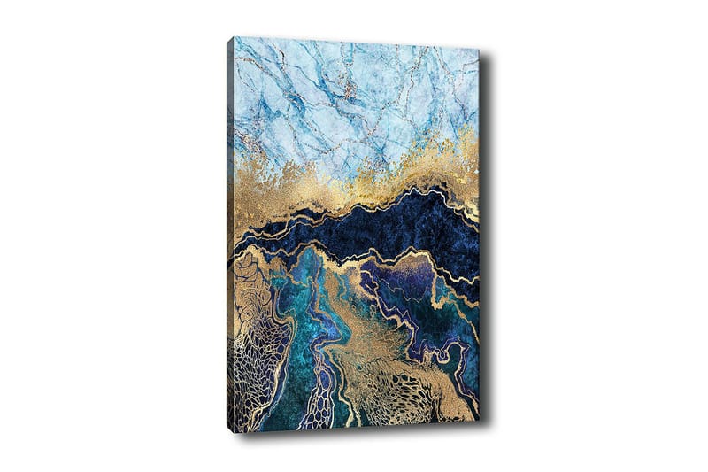 Canvas-taulu - Abstrakti sommitelma sinisillä ja kultaisilla sävyillä, Sininen / Kulta / Tummansininen