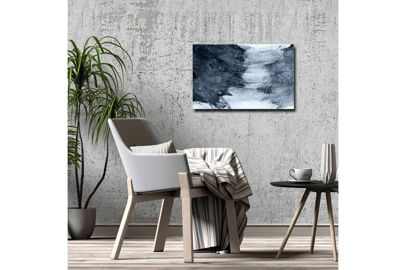 Canvas-taulu - Abstrakti sommitelma tummilla ja vaaleilla sävyillä - Tummansininen / Valkoinen / Harmaa - Sisustustuotteet - Taulu & taide - Canvas-taulu