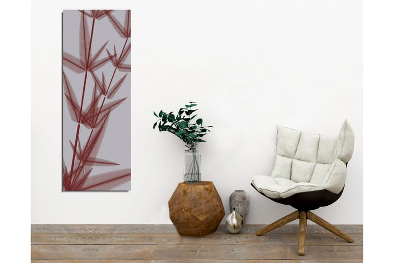 Canvas-taulu - Abstrakti sommitelma tyylitellyistä kasvimuodoista punaisena sävynä - Punainen / Harmaa - Sisustustuotteet - Taulu & taide - Canvas-taulu