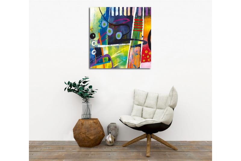 Canvas-taulu - Abstrakti sommitelma värikkäillä geometrisilla muodoilla - Sininen / Vihreä / Punainen - Sisustustuotteet - Taulu & taide - Canvas-taulu