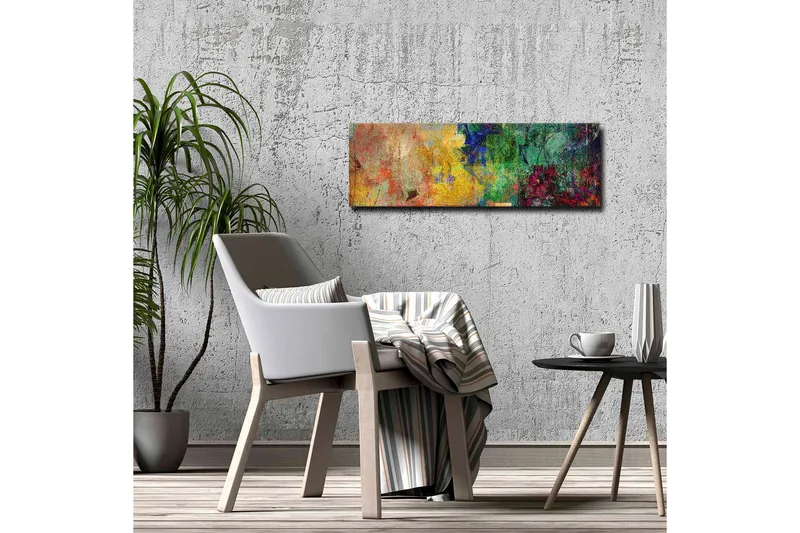 Canvas-taulu - Abstrakti sommitelma värikkäillä kuvioilla ja tekstuureilla - Vihreä / Keltainen / Punainen - Sisustustuotteet - Taulu & taide - Canvas-taulu