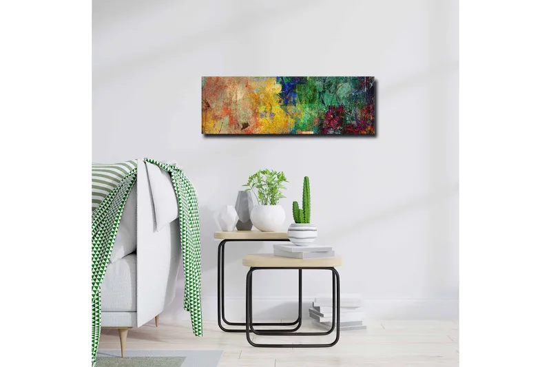 Canvas-taulu - Abstrakti sommitelma värikkäillä kuvioilla ja tekstuureilla - Vihreä / Keltainen / Punainen - Sisustustuotteet - Taulu & taide - Canvas-taulu
