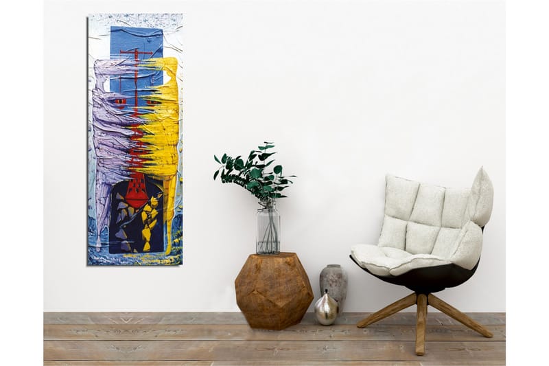 Canvas-taulu - Abstrakti sommitelma värikkäillä muodoilla ja viivoilla - Violetti / Keltainen / Sininen - Sisustustuotteet - Taulu & taide - Canvas-taulu