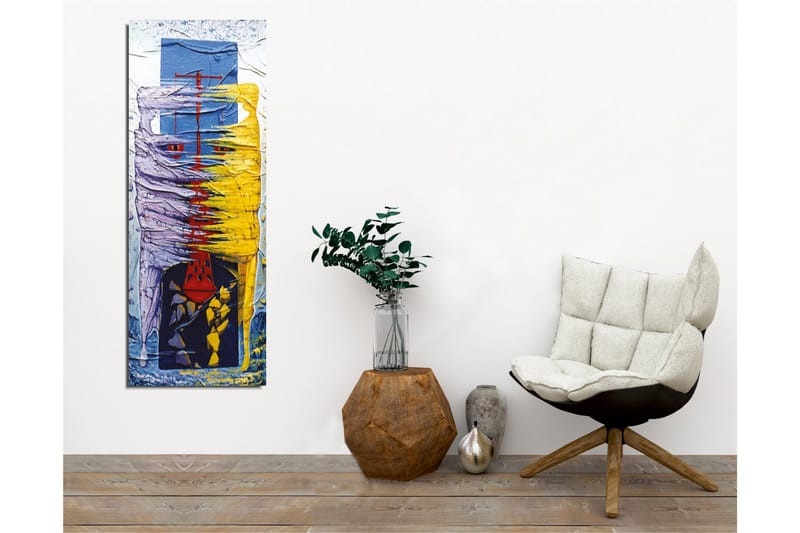 Canvas-taulu - Abstrakti sommitelma värikkäillä muodoilla ja viivoilla - Violetti / Keltainen / Sininen - Sisustustuotteet - Taulu & taide - Canvas-taulu