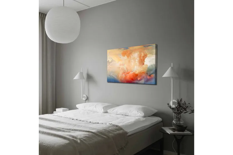 Canvas-taulu - Abstrakti sommitelma värillisillä kohoumilla - Oranssi / Sininen / Beige - Sisustustuotteet - Taulu & taide - Canvas-taulu