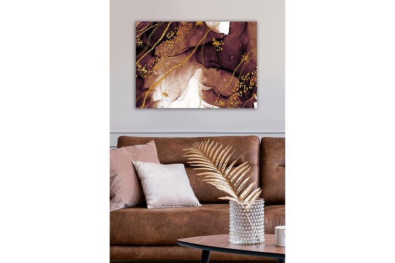 Canvas-taulu - Abstrakti sommitelma virtaavilla ruskeilla ja kultaisilla muodoilla - Tummanruskea / Kulta / Vaaleanbeige - Sisustustuotteet - Taulu & taide - Canvas-taulu