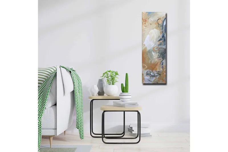 Canvas-taulu - Abstrakti sommitelma pehmeillä muodoilla ja sävyillä - Vaaleanharmaa / Beige / Sininen - Sisustustuotteet - Taulu & taide - Canvas-taulu