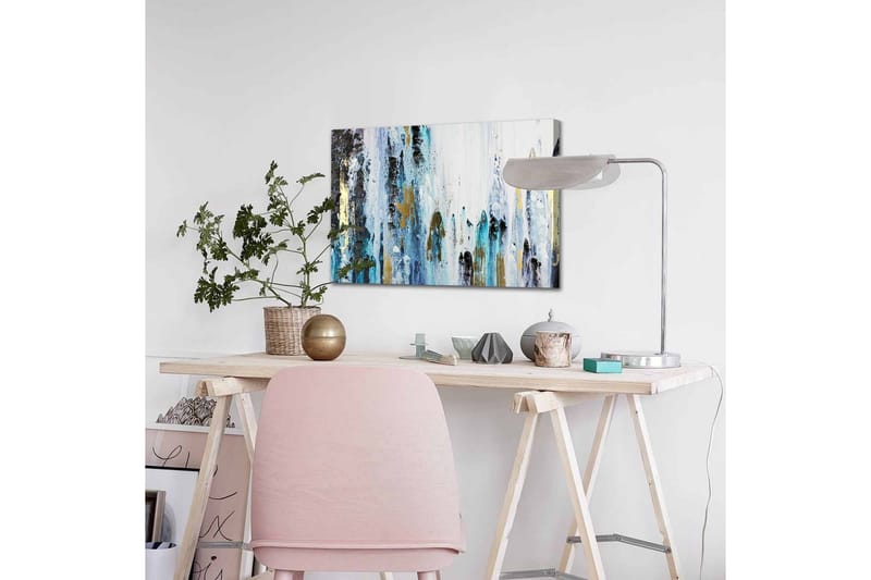 Canvas-taulu - Abstrakti sommitelma pystysuorilla viivoilla ja värillisillä elementeillä - Sininen / Musta / Kulta - Sisustustuotteet - Taulu & taide - Canvas-taulu