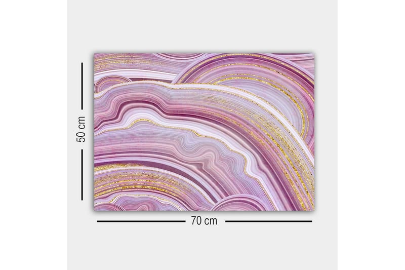 Canvas-taulu - Abstrakti sommitelma pehmeillä, aaltoilevilla viivoilla violetin sävyissä - Violetti / Valkoinen / Kulta - Sisustustuotteet - Taulu & taide - Canvas-taulu