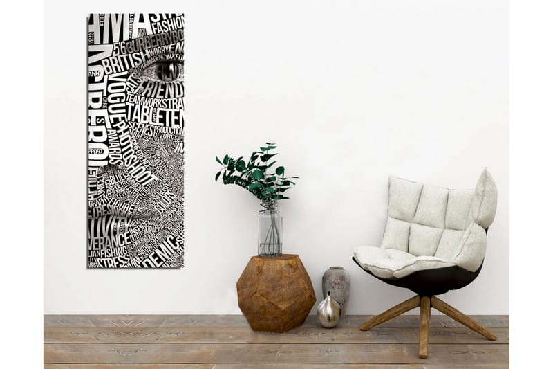 Canvas-taulu - Abstrakti tekstin ja silmäaiheen sommittelu - Musta / Valkoinen - Sisustustuotteet - Taulu & taide - Canvas-taulu