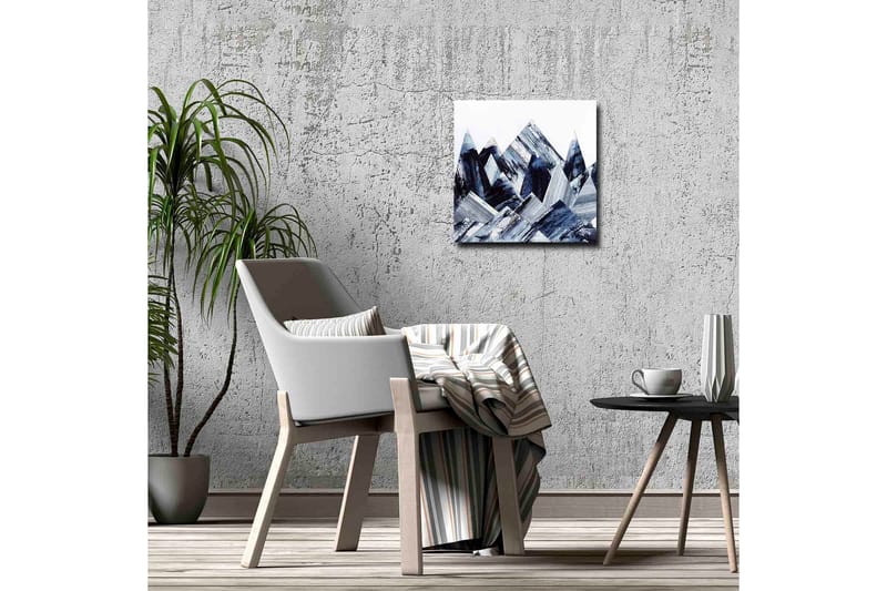 Canvas-taulu - Abstrakti vuoristomaisema geometrisilla muodoilla - Tummansininen / Harmaa / Valkoinen - Sisustustuotteet - Taulu & taide - Canvas-taulu
