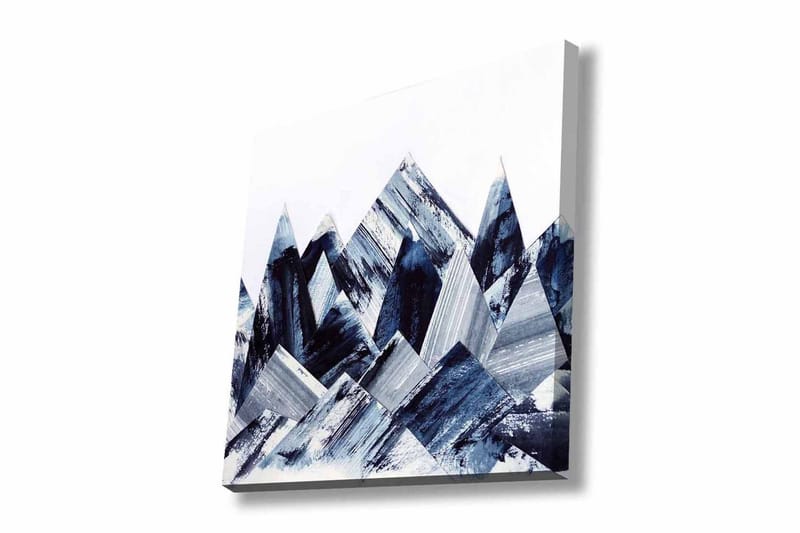 Canvas-taulu - Abstrakti vuoristomaisema geometrisilla muodoilla, Tummansininen / Harmaa / Valkoinen