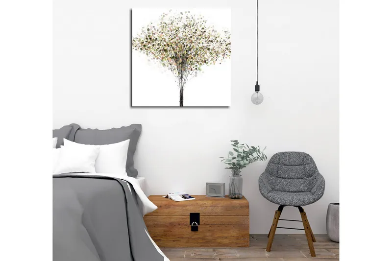 Canvas-taulu - Abstrakti puu, jonka lehdet ovat värikkäitä ympyröitä - Vihreä / Ruskea / Beige - Sisustustuotteet - Taulu & taide - Canvas-taulu