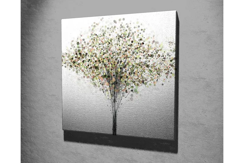 Canvas-taulu - Abstrakti puu, jonka lehdet ovat värikkäitä ympyröitä - Vihreä / Ruskea / Beige - Sisustustuotteet - Taulu & taide - Canvas-taulu