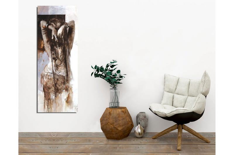 Canvas-taulu - Aistillinen nainen nutturakampauksella abstraktissa sommitelmassa - Ruskea / Beige / Valkoinen - Sisustustuotteet - Taulu & taide - Canvas-taulu