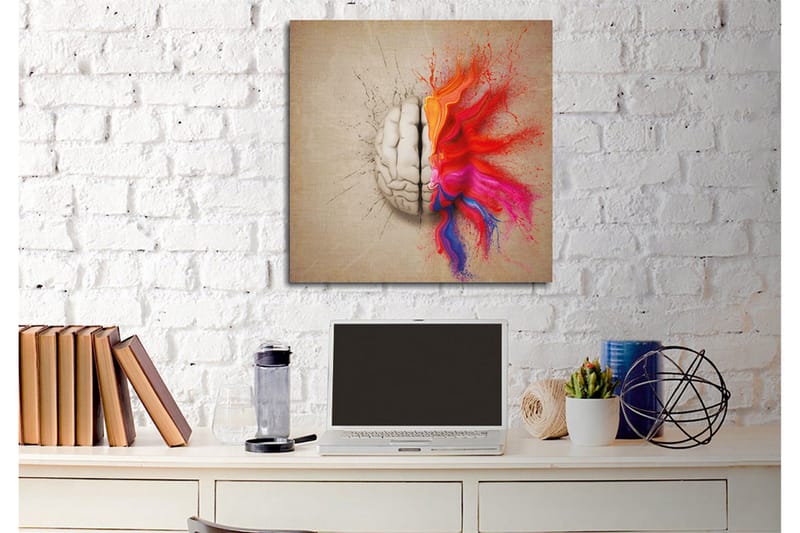 Canvas-taulu - Aivot täynnä värikkäitä luovuuden räjähdyksiä - Punainen / Oranssi / Vaaleanpunainen - Sisustustuotteet - Taulu & taide - Canvas-taulu