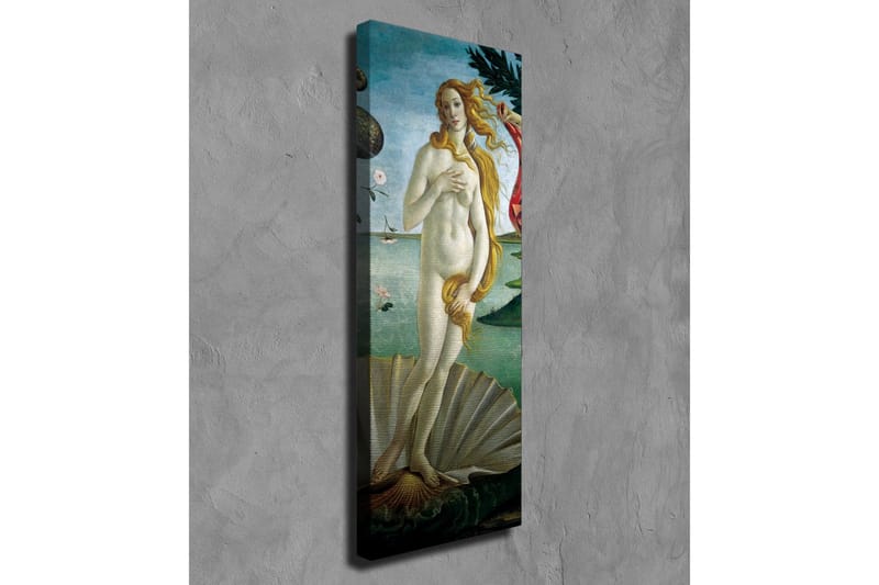 Canvas-taulu - Alaston nainen seisoo simpukankuorella meren rannalla - Vaaleansininen / Ihonvärinen / Vihreä - Sisustustuotteet - Taulu & taide - Canvas-taulu