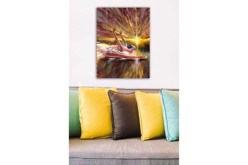 Canvas-taulu - Ballerina dynaamisessa asennossa valonsäteet takanaan - Kulta / Vaaleanpunainen / Ruskea - Sisustustuotteet - Taulu & taide - Canvas-taulu