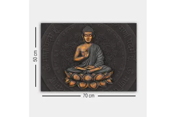 Canvas-taulu - Buddha meditaatioasennossa lootuskukan päällä - Harmaa / Oranssi / Musta - Sisustustuotteet - Taulu & taide - Canvas-taulu