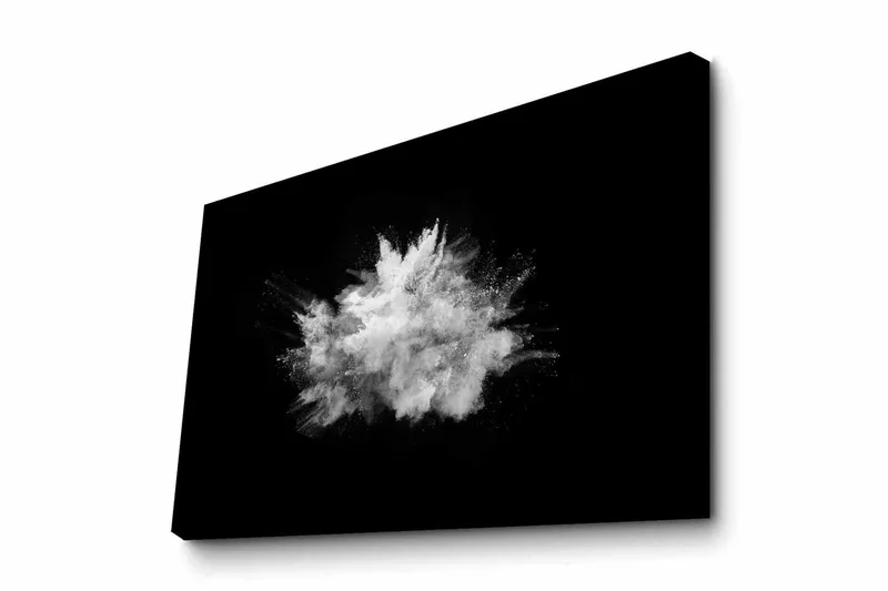 Canvas-taulu - Dramaattinen jauhepilvi räjähtää mustaa taustaa vasten, Valkoinen / Musta