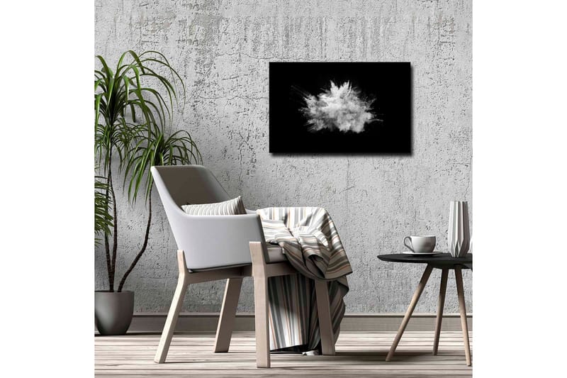 Canvas-taulu - Dramaattinen jauhepilvi räjähtää mustaa taustaa vasten - Valkoinen / Musta - Sisustustuotteet - Taulu & taide - Canvas-taulu