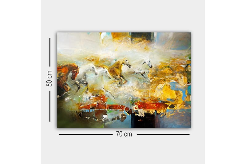 Canvas-taulu - Dynaaminen lauttojen hevosten ryhmä - Kulta / Valkoinen / Ruskea - Sisustustuotteet - Taulu & taide - Canvas-taulu