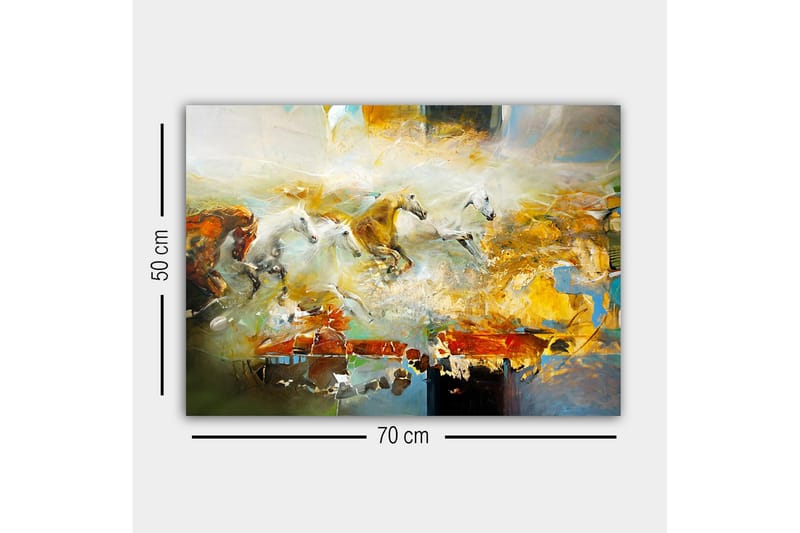 Canvas-taulu - Dynaaminen lauttojen hevosten ryhmä - Kulta / Valkoinen / Ruskea - Sisustustuotteet - Taulu & taide - Canvas-taulu