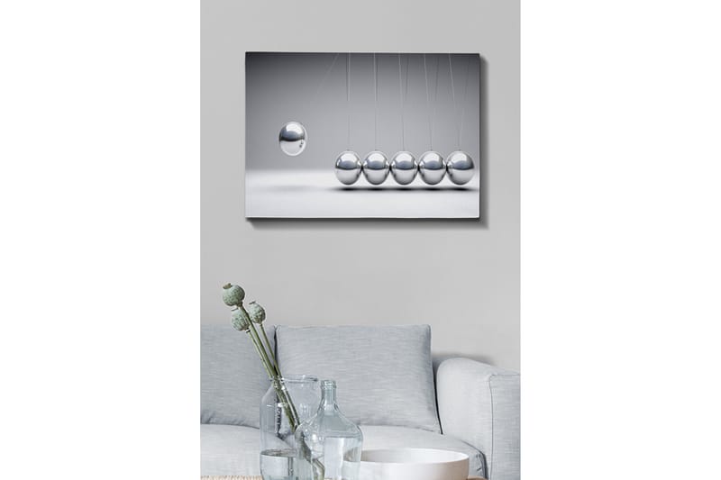Canvas-taulu - Dynaaminen sommitelma keinuvista palloista metallinhohtoisella viimeistelyllä - Hopea / Harmaa - Sisustustuotteet - Taulu & taide - Canvas-taulu