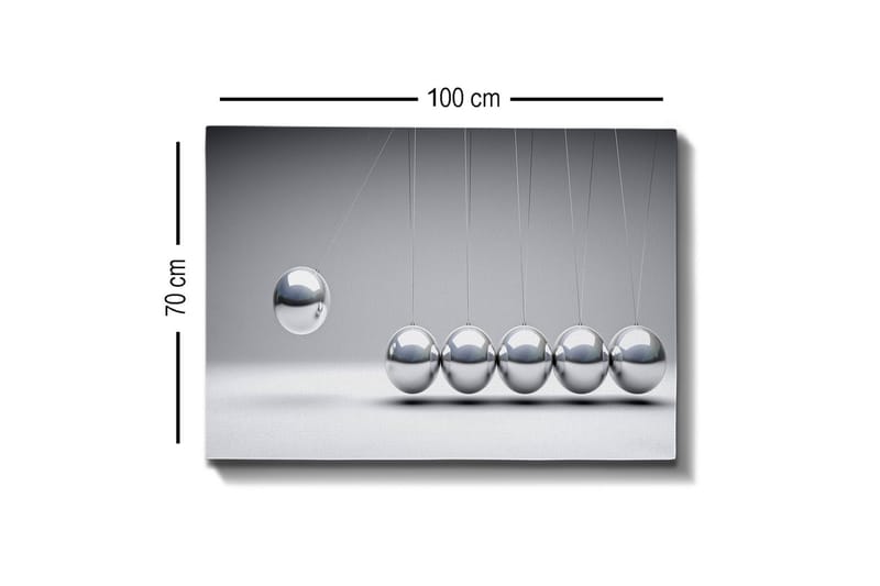 Canvas-taulu - Dynaaminen sommitelma keinuvista palloista metallinhohtoisella viimeistelyllä - Hopea / Harmaa - Sisustustuotteet - Taulu & taide - Canvas-taulu