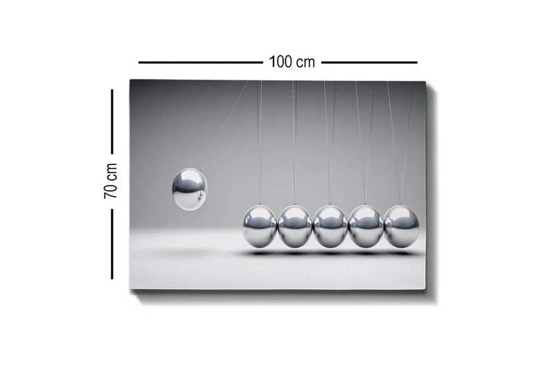 Canvas-taulu - Dynaaminen sommitelma keinuvista palloista metallinhohtoisella viimeistelyllä - Hopea / Harmaa - Sisustustuotteet - Taulu & taide - Canvas-taulu