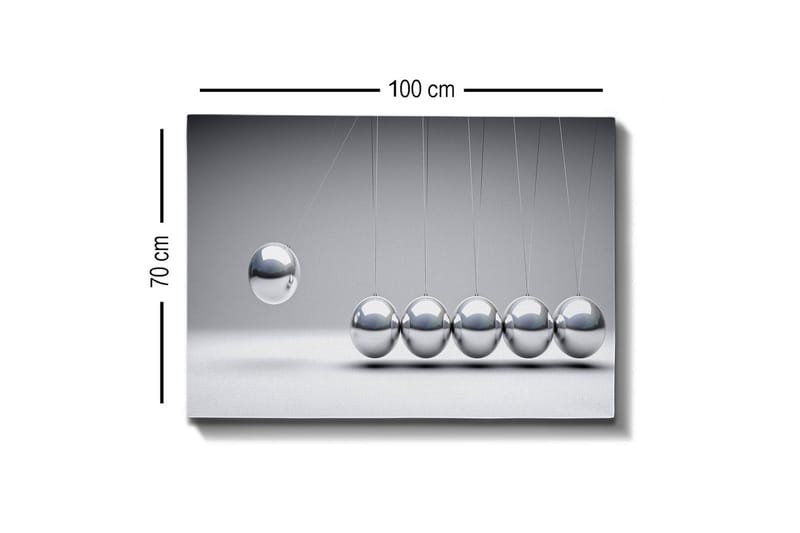 Canvas-taulu - Dynaaminen sommitelma keinuvista palloista metallinhohtoisella viimeistelyllä - Hopea / Harmaa - Sisustustuotteet - Taulu & taide - Canvas-taulu
