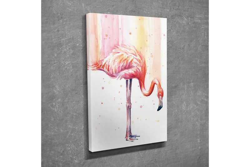 Canvas-taulu - Elegantti flamingo pastelliväreissä - Vaaleanpunainen / Aprikoosi / Musta - Sisustustuotteet - Taulu & taide - Canvas-taulu